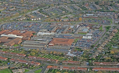 Aireal photograph of Warwick Hospital