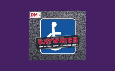 Purple background with the Baywatch Campaign logo