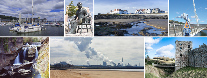 Collage showing Swansea, Bridgend and Neath Port Talbot