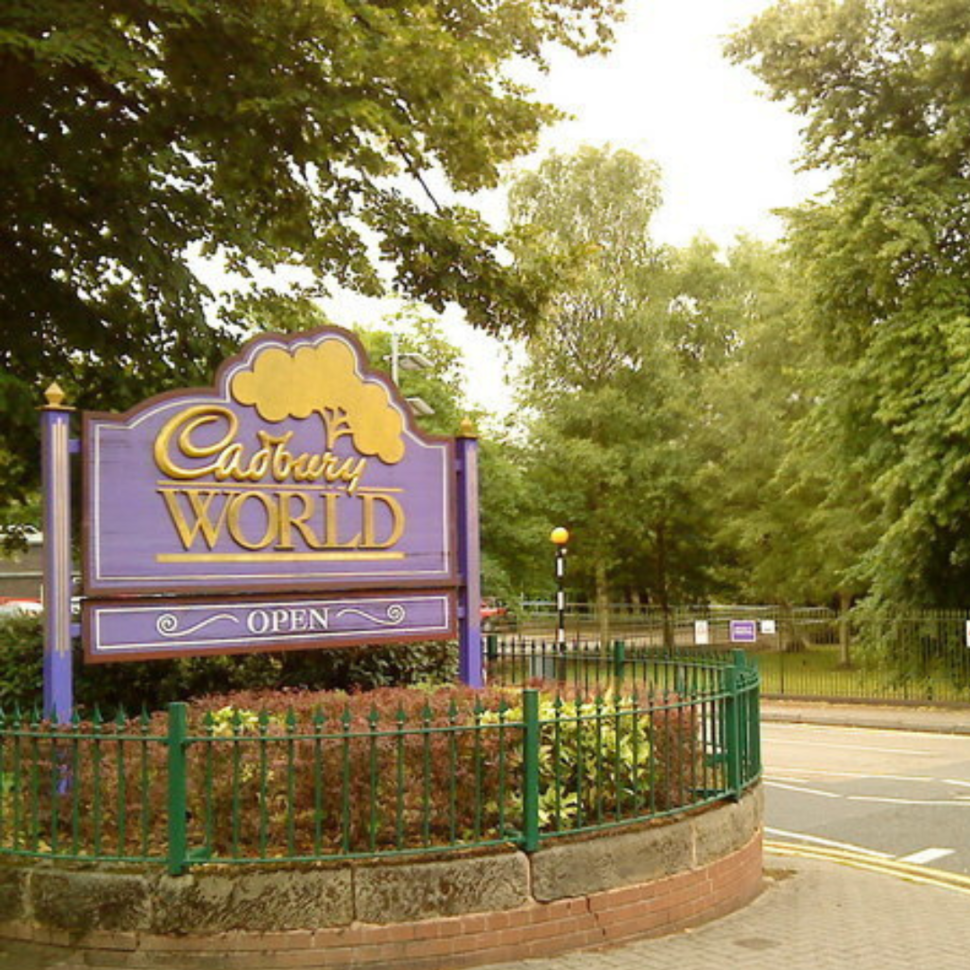 Image of the Cadbury World sign outside the venue