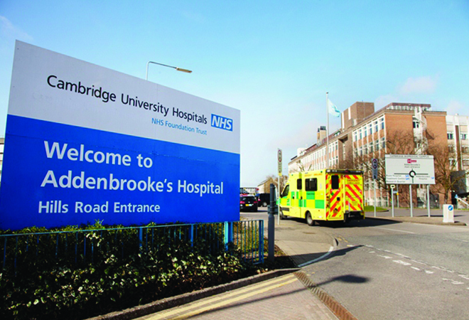 "Welcome to Addenbrooke's Hospital sign"