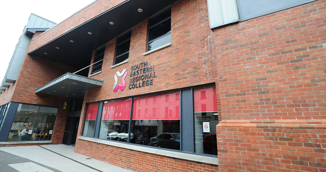 "Exterior of Lisburn Campus Block 1 entrance"