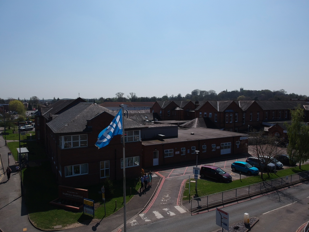 "Satellite shot of Warwick Hospital"
