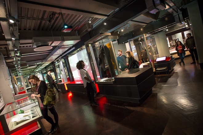 Photo inside showing various exhibit information