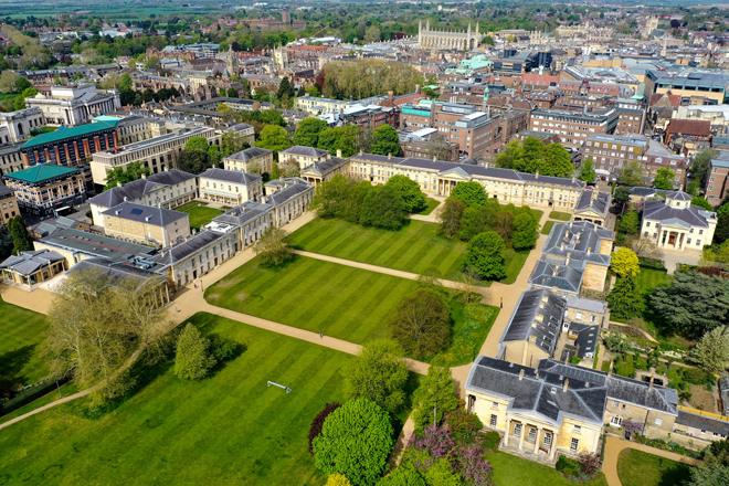Arial shot of Downing College