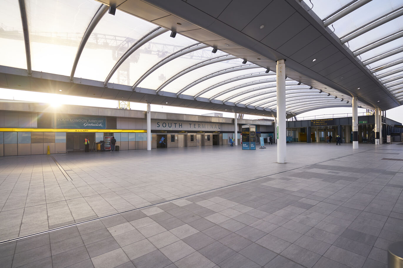 "South Terminal Departures forecourt empty"