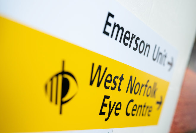 Image of a sign saying "West Norfolk Eye Centre"