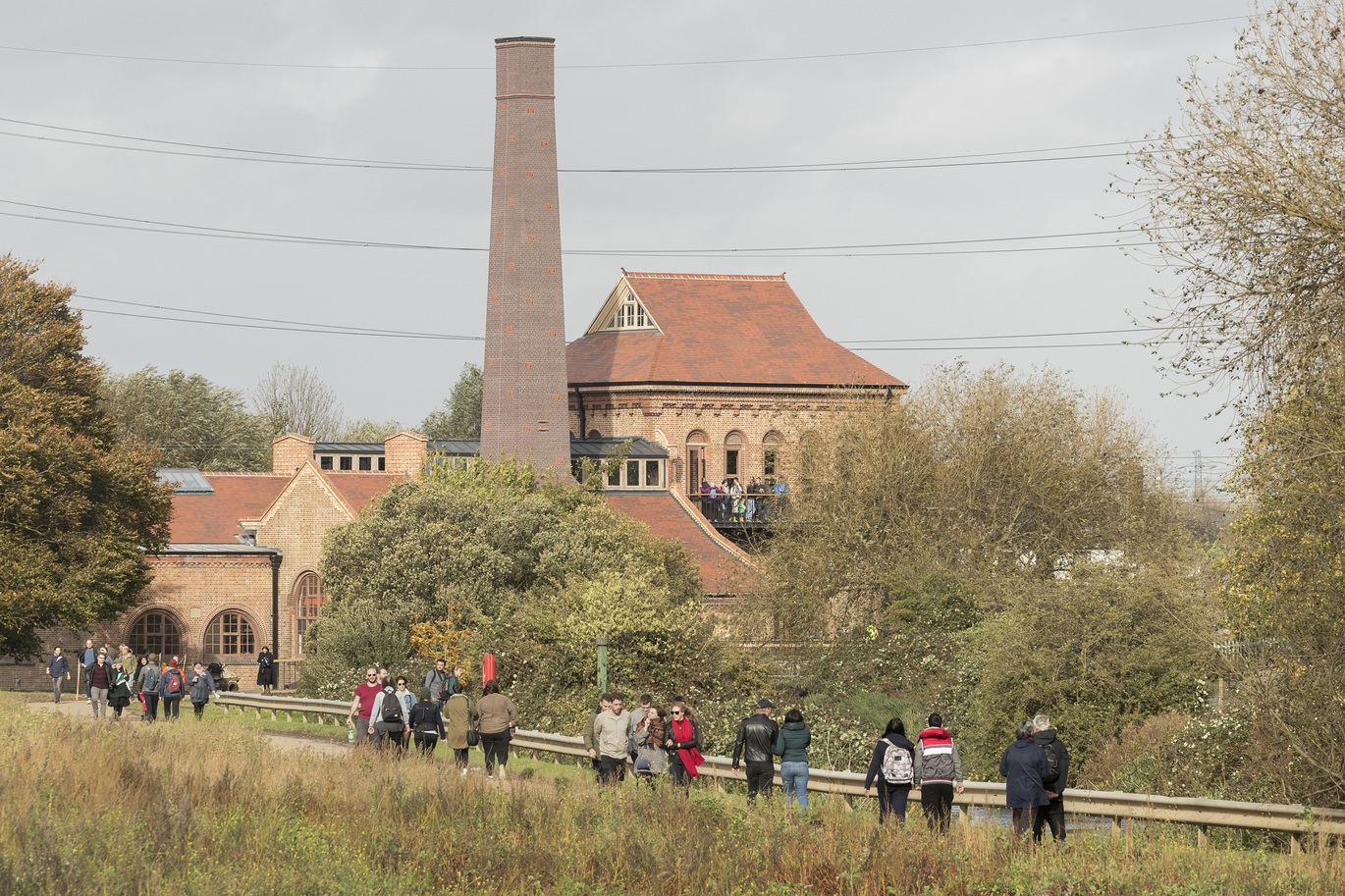 Image of a group of ramblers walking in Walthamstow Wetlands