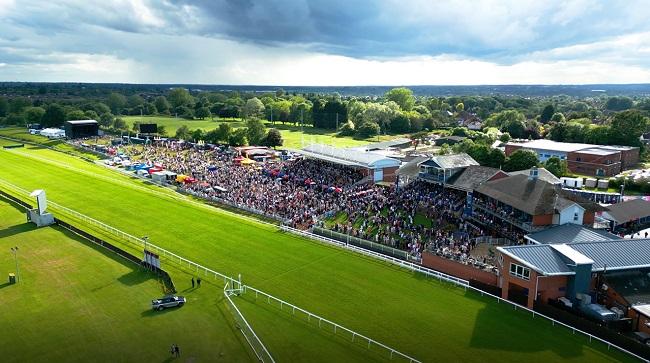 "Drone shot of the crowd and finish from Ladies Day"