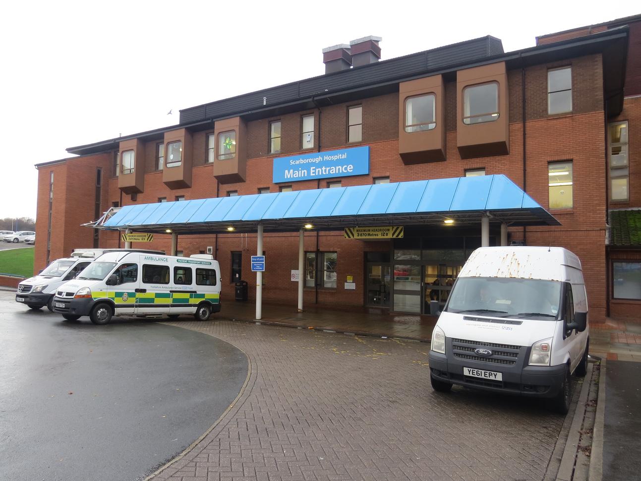 "Main entrance at Scarborough Hospital"