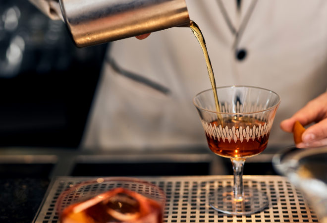 "drink pouring into glass"