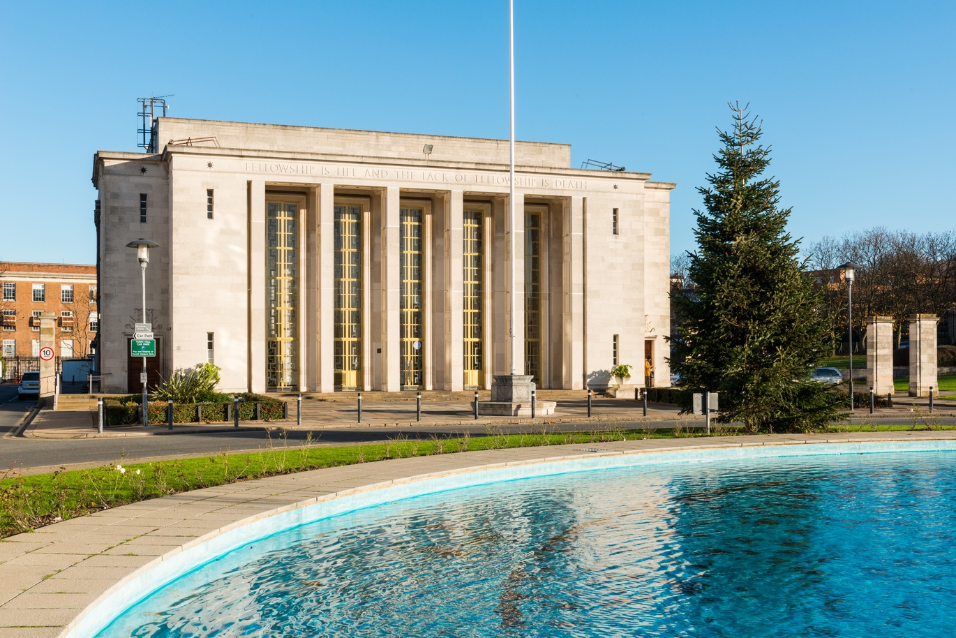 An image of Walthamstow Assembly Hall in the sunshine