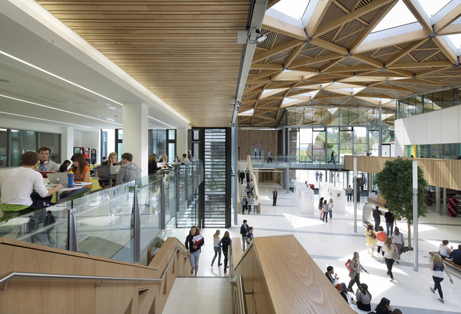 The interior of the university Forum building