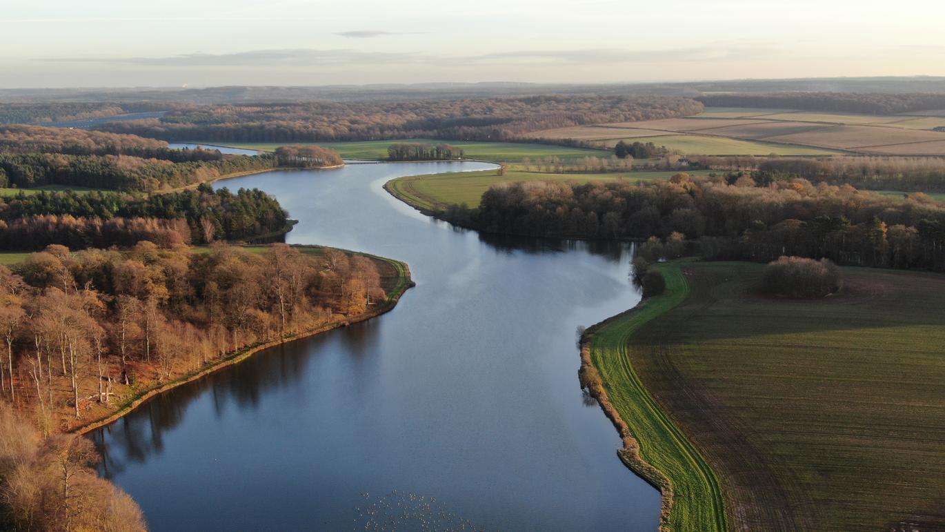 "Welbeck Estate aerial view of river"