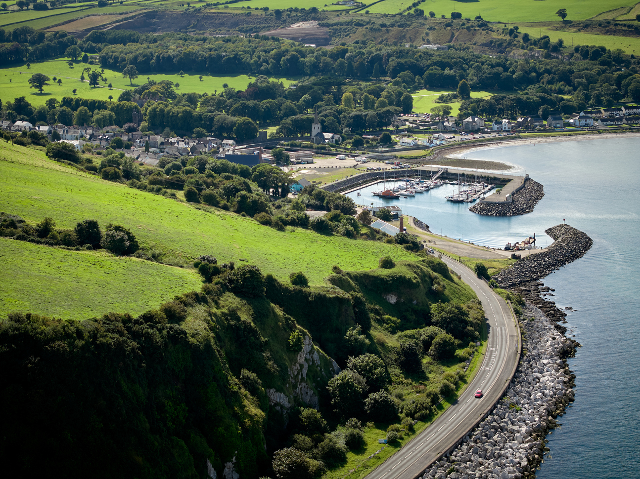"Aerial image of Antrim Coast road"