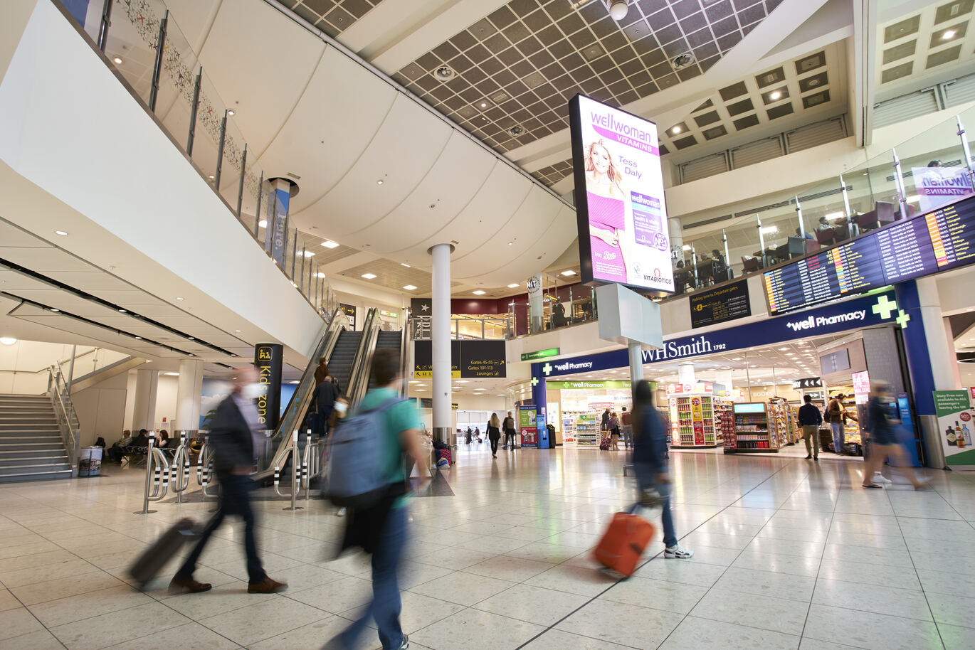 "Busy departure lounge at North Terminal London Gatwick"