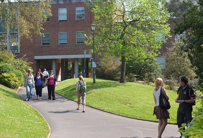 View of students walking on Streatham Campus