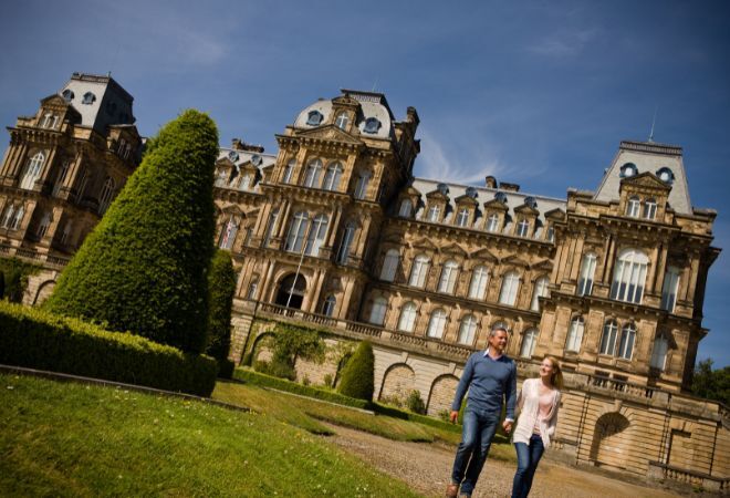 "Outdoor shot of the Bowes Museum building at Barnard Castle"