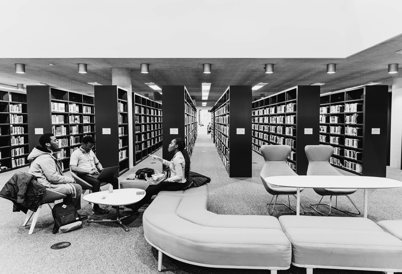 Students sitting in the library