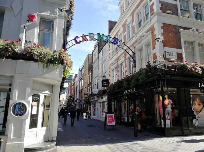 'Carnaby Street showing the over arching sign'