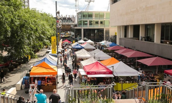 "A photo of South Bank food market"