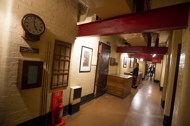Photo of inside exhibit showing information down a corridor