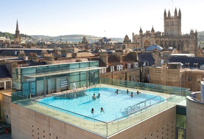 "Bath Thermae Spa open rooftop pool"