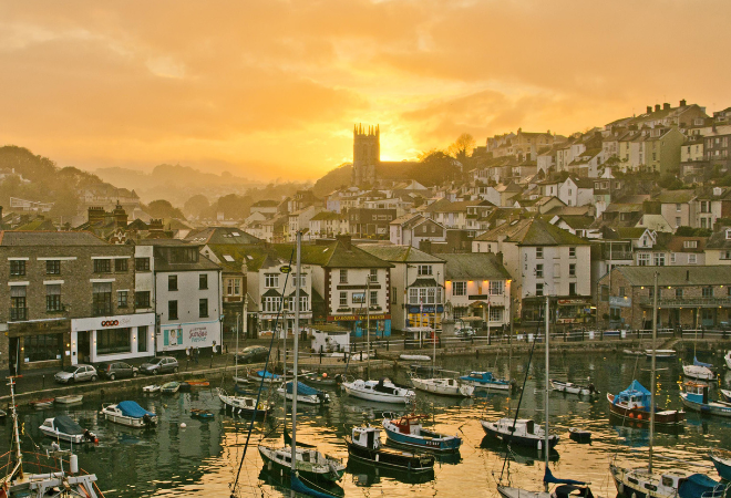 "Image of Brixham as the sun sets behind the Town"