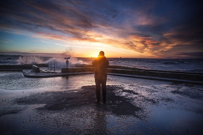 "Sunset on sea"