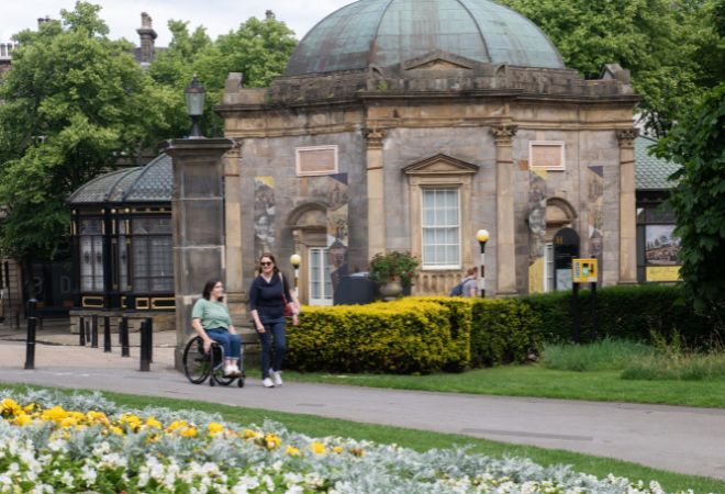 Two people in a Harrogate park
