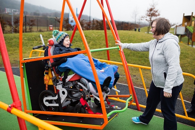 "Accessible park play equipment"