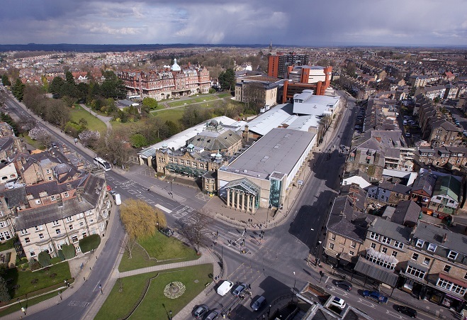 "An aerial photograph of Harrogate Convention Centre"