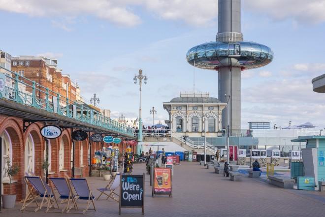 "Brighton Seafront with a view of the Brighton i360 viewing tower"