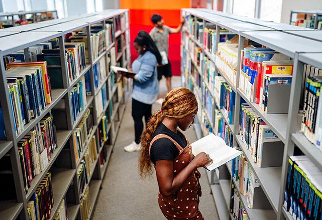 Students in a library