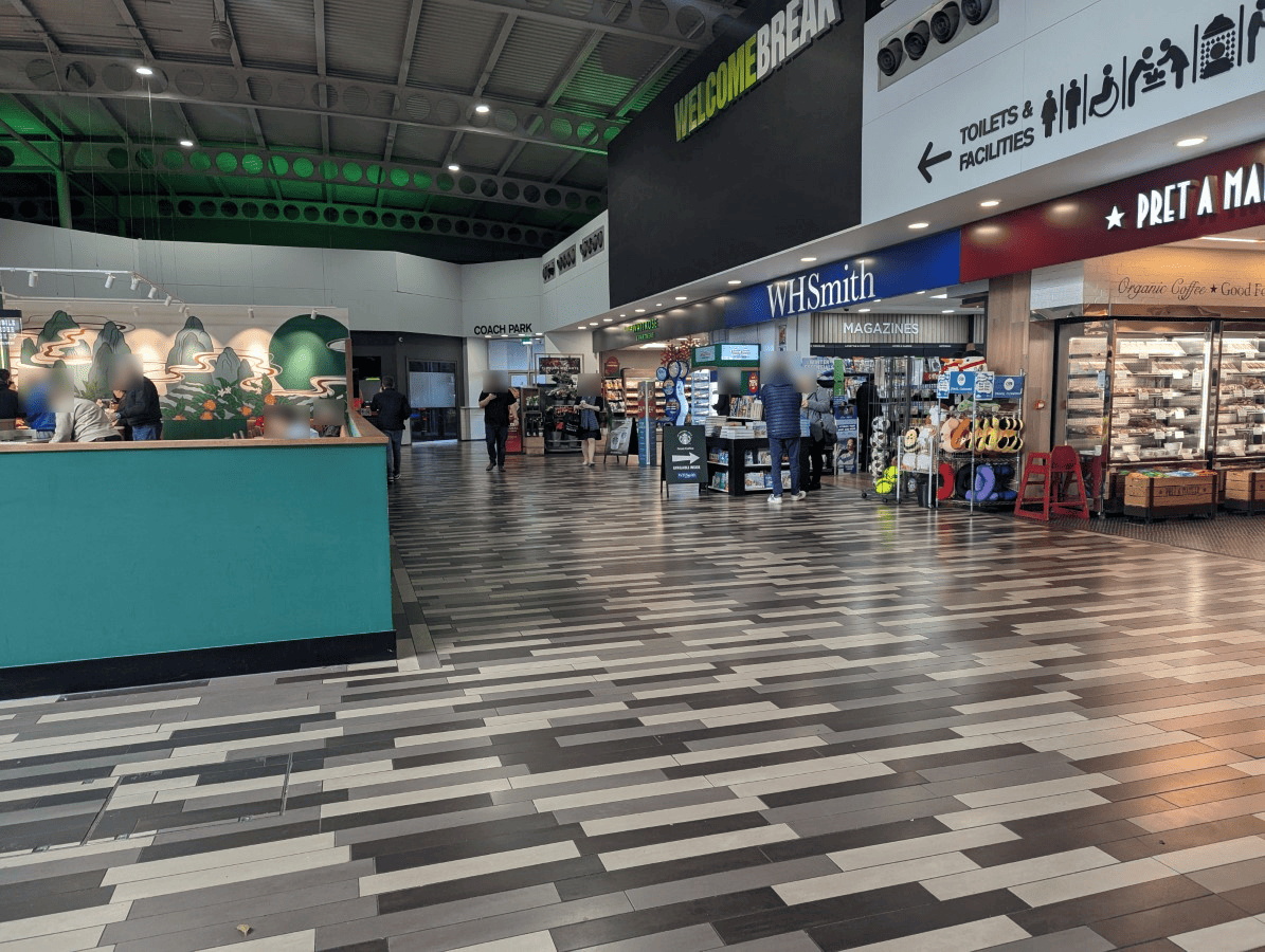 A picture showing the interior of the M25 - South Mimms Services - Welcome Break