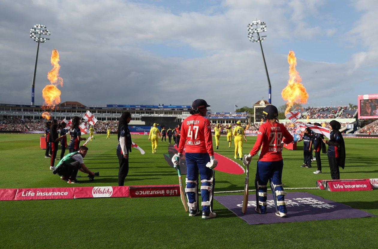 Womens T20 team entering the field