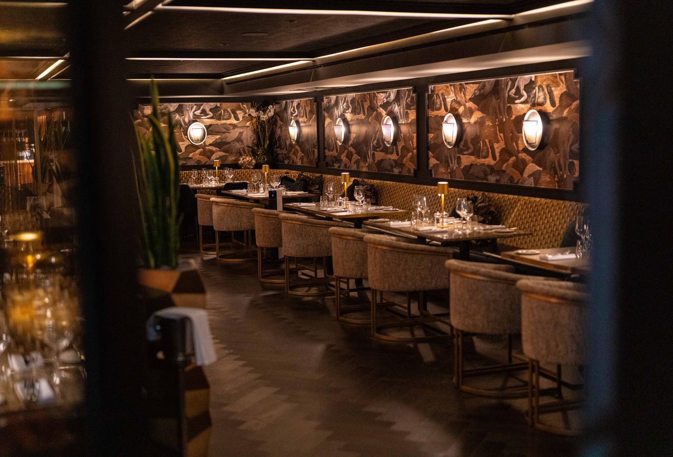 "Restaurant seating at the Gotham Hotel in central Newcastle"