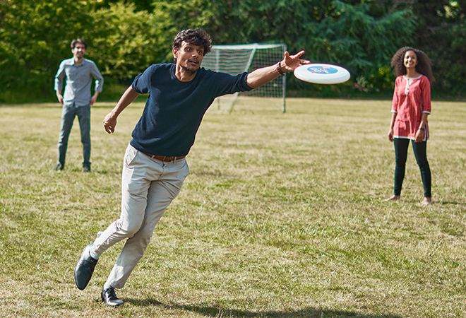 Playing Frisbee