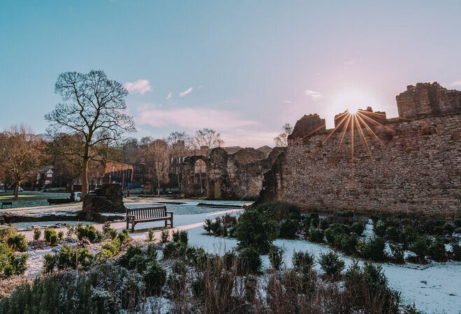 Castle grounds in the morning frost 