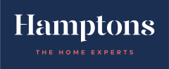 "Hamptons, The Home Experts logo. Hamptons is written in white writing, on a blue background"