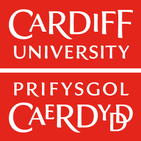 "Cardiff University Logo on a red background"