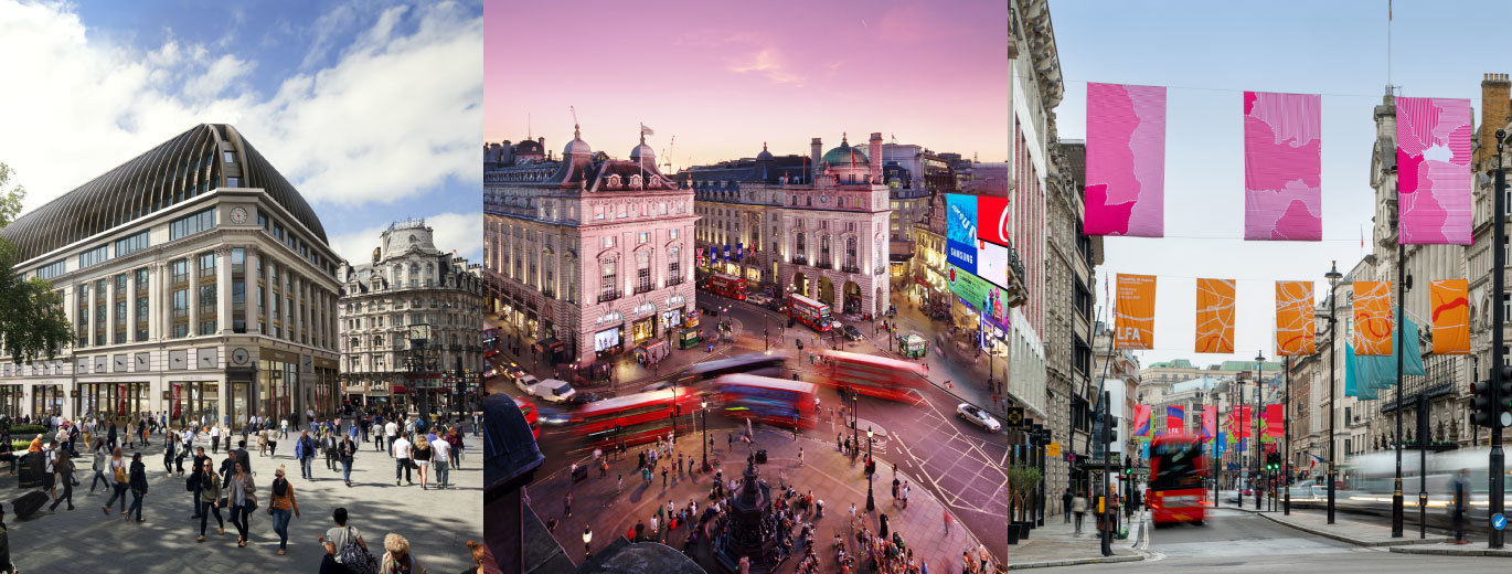Photo of 3 images a mixture or Leicester Square and Piccadilly Circus