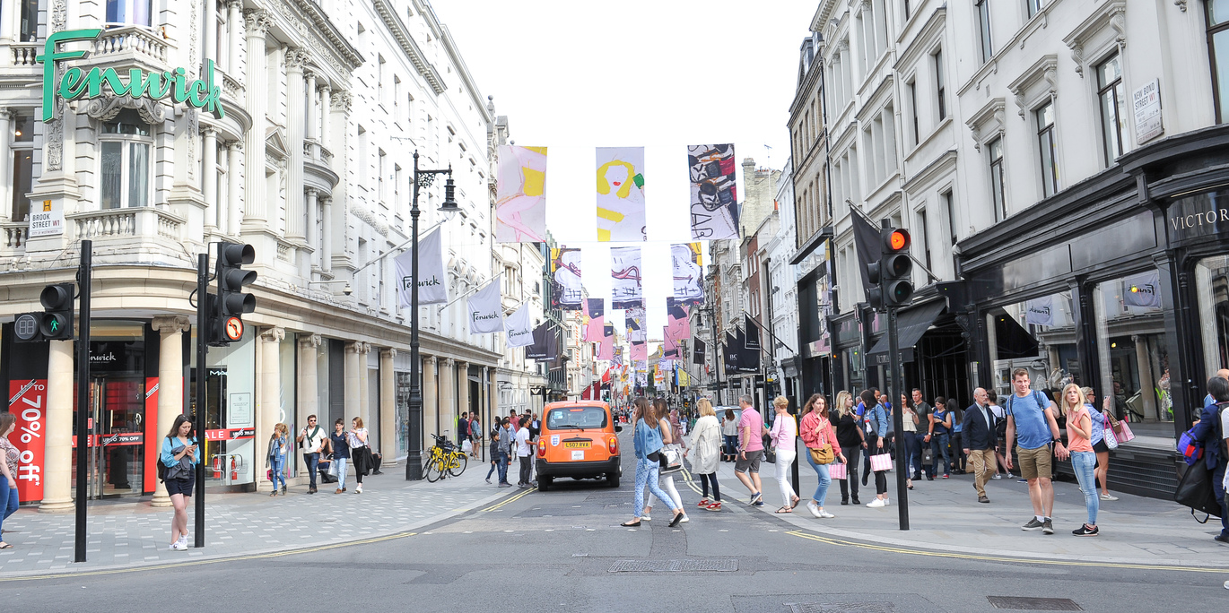 Bond Street showing Fenwick and Flags