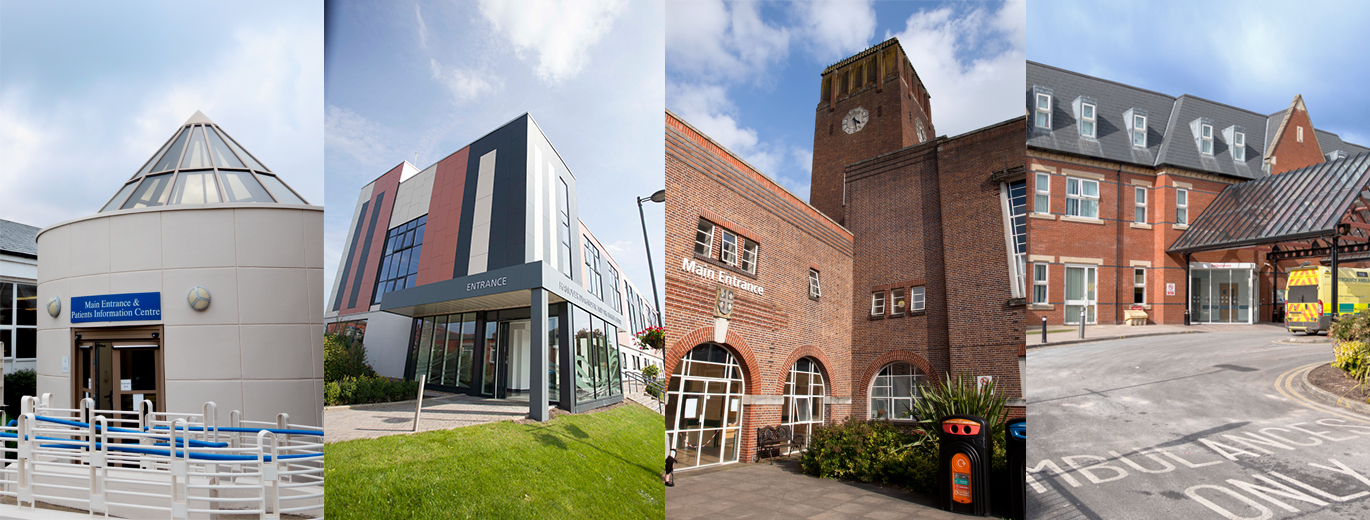 "Collage of Wrightington, Wigan and Leigh hospital sites"