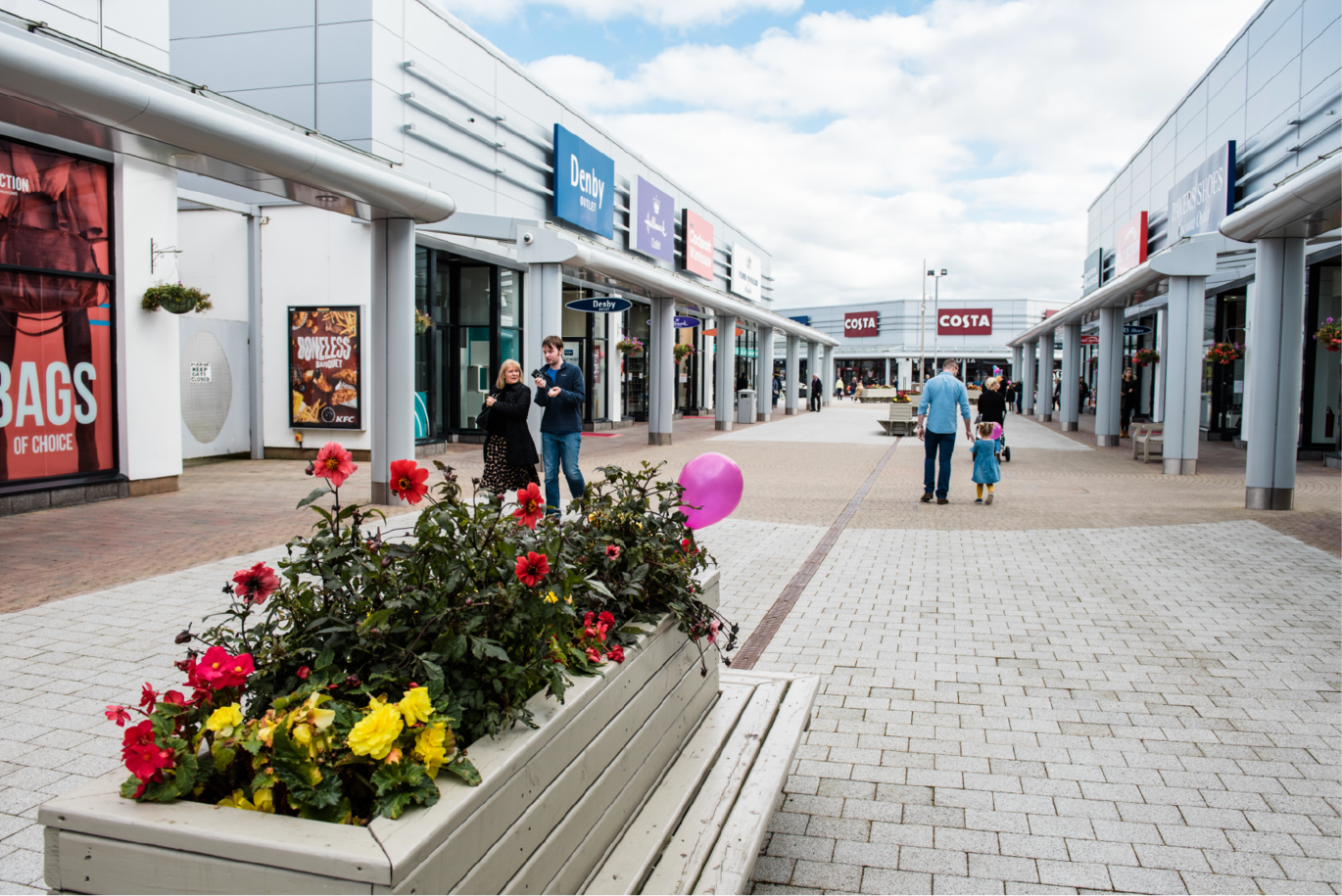  Visitors enjoying a day out at The Junction Shopping Outlet in Antrim