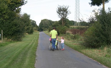 Family walking in the countryside