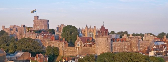 Windsor Castle with banner flying above