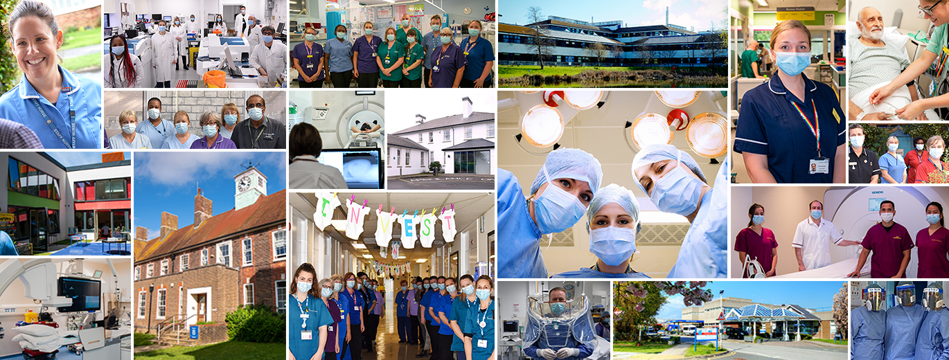 'a collage of images relating to East Sussex Healthcare NHS Trust'