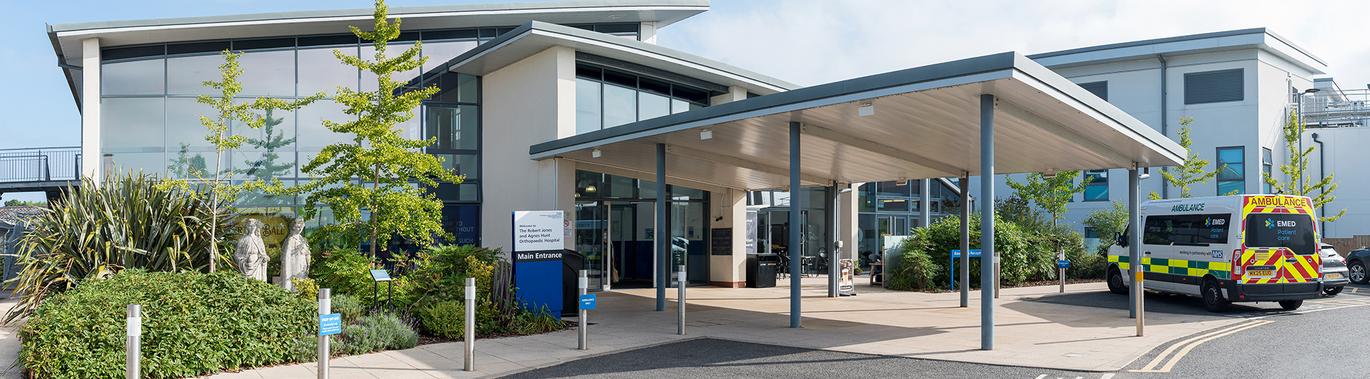"Front entrance of Robert Jones and Agnes Hunt Orthopaedic Hospital"