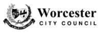 logo featuring a black-and-white city crest beside the text “Worcester City Council” on a white background.